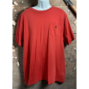 Men's Polo Ralph Lauren T-Shirt Sz XL Coral Pocket Tee Short Sleeve Cotton Shirt